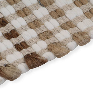 vidaXL Hand-Woven Bath Mat Set Jute Fabric Natural and White