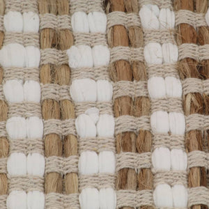 vidaXL Hand-Woven Bath Mat Set Jute Fabric Natural and White
