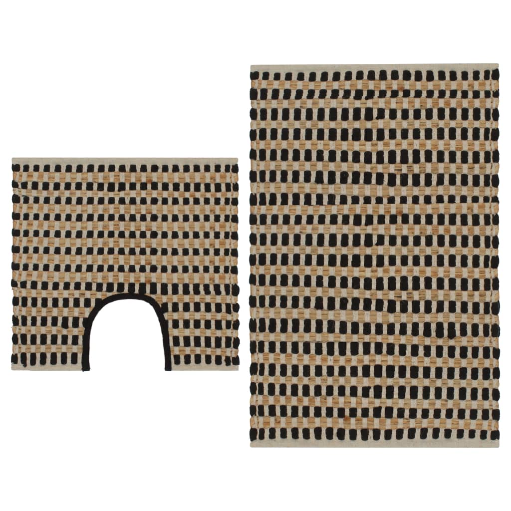vidaXL Handwoven Bath Mat Set Jute Fabric Natural and Black
