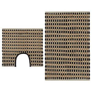 vidaXL Handwoven Bath Mat Set Jute Fabric Natural and Black