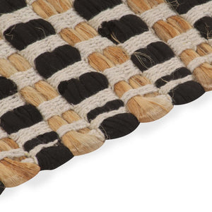 vidaXL Handwoven Bath Mat Set Jute Fabric Natural and Black