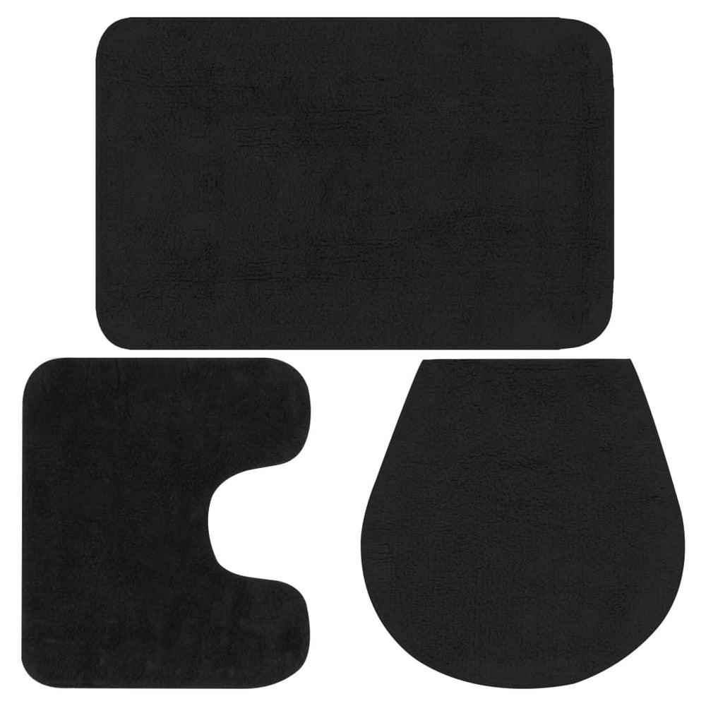 vidaXL 3-Piece Fabric Bath Mat Set Anthracite