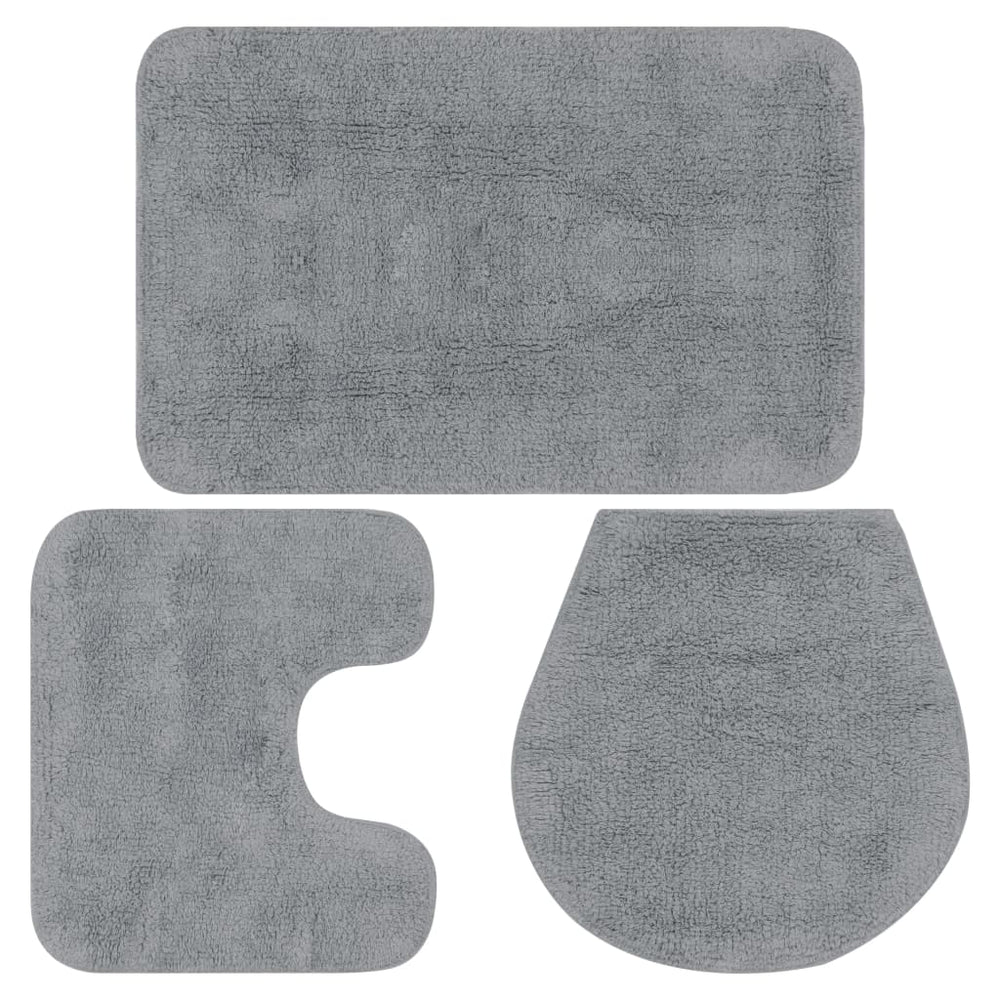 vidaXL Bath Mat Set 3-piece Fabric Grey