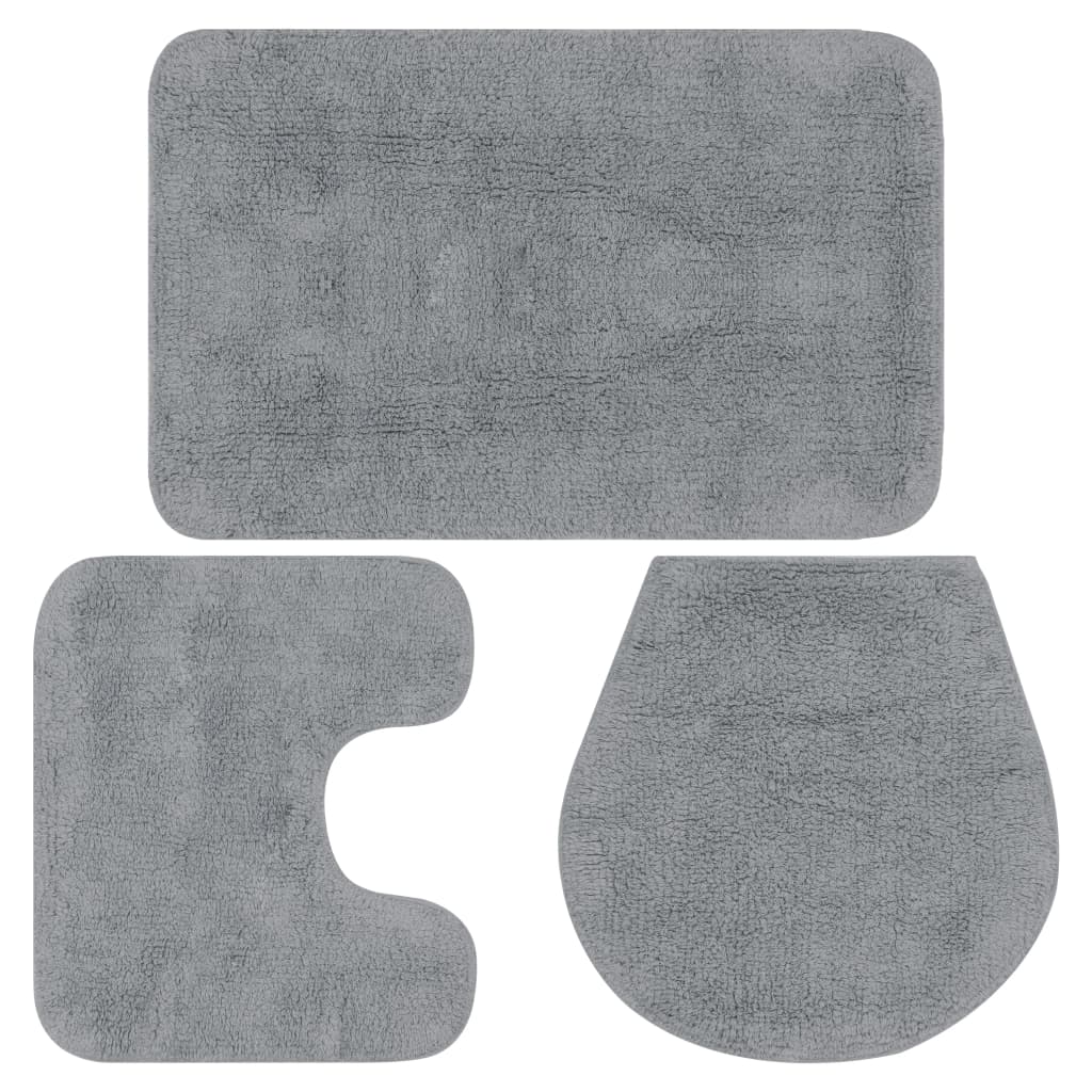 vidaXL Bath Mat Set 3-piece Fabric Grey