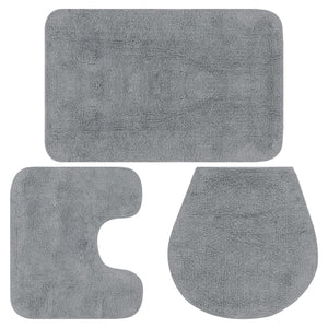 vidaXL Bath Mat Set 3-piece Fabric Grey