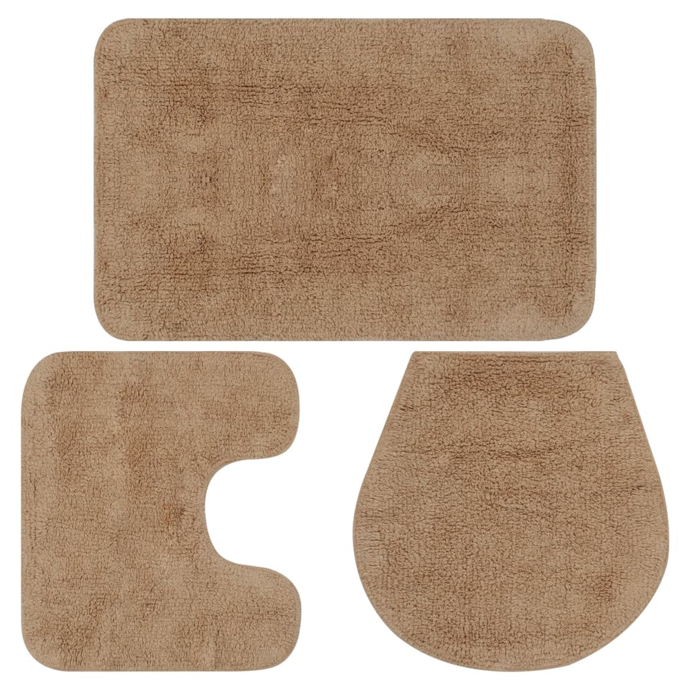 vidaXL Bath Mat Set 3-piece Fabric Beige