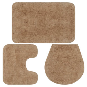 vidaXL Bath Mat Set 3-piece Fabric Beige