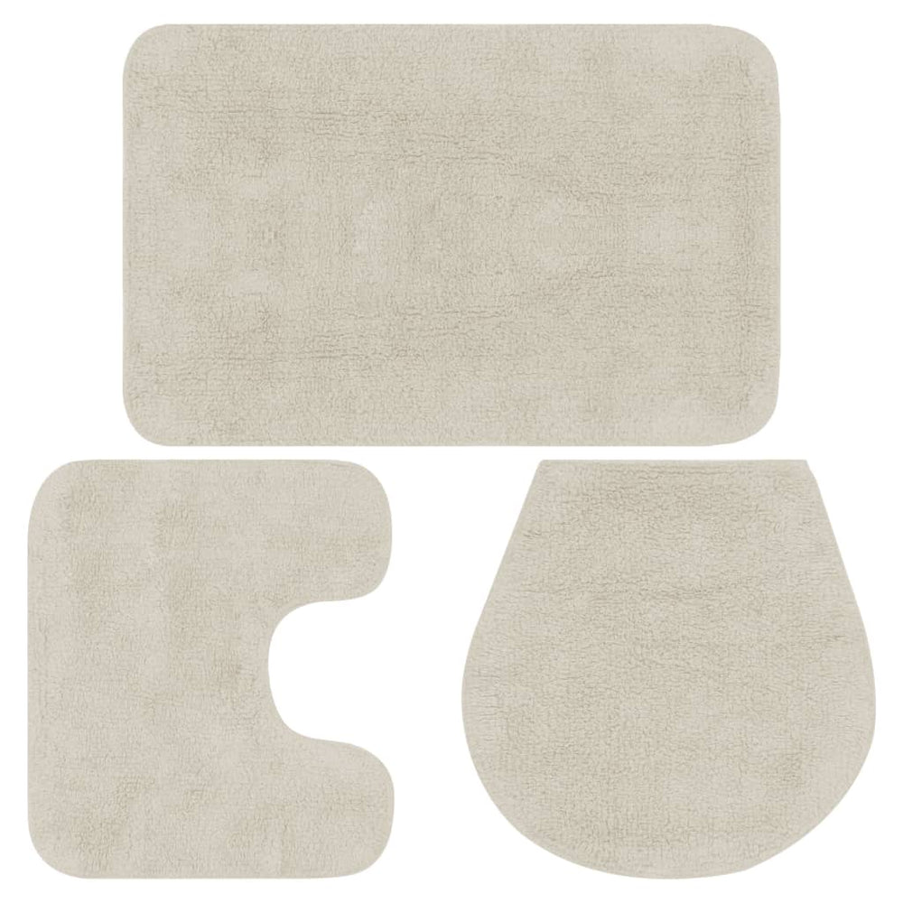 vidaXL 3-Piece Fabric Bath Mat Set White