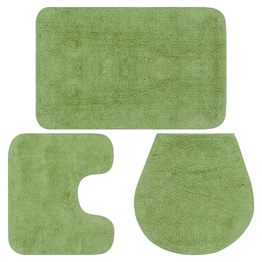 vidaXL 3-piece Bath Mat Set Fabric Green