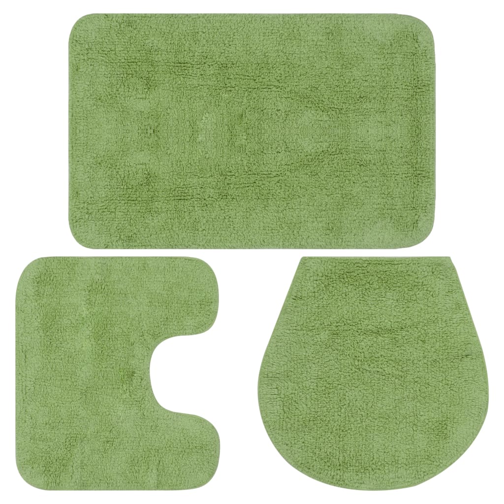vidaXL 3-piece Bath Mat Set Fabric Green