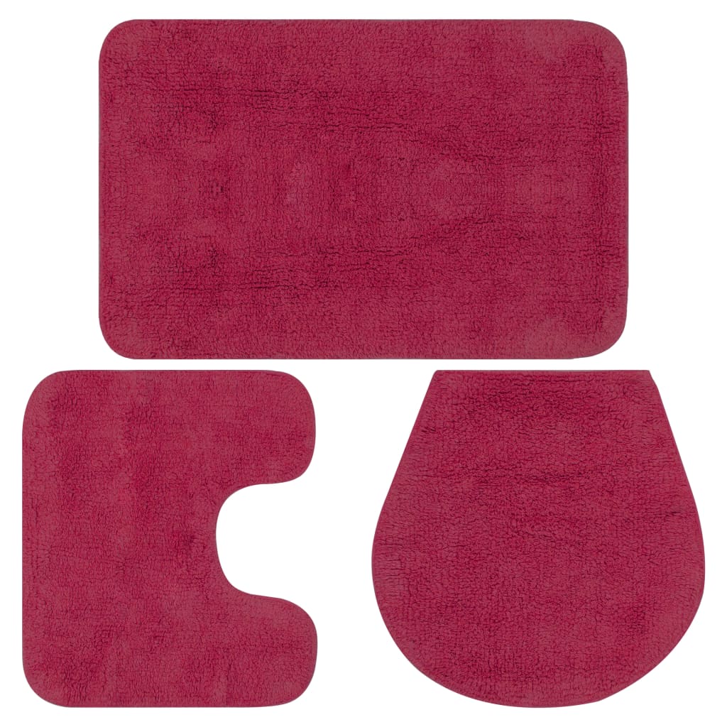 vidaXL 3-Piece Fabric Bath Mat Set Fuchsia