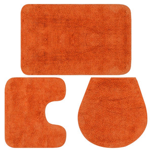 vidaXL Bath Mat Set 3-Piece Fabric Orange