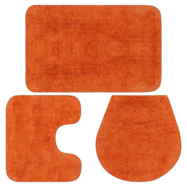 vidaXL Bath Mat Set 3-Piece Fabric Orange