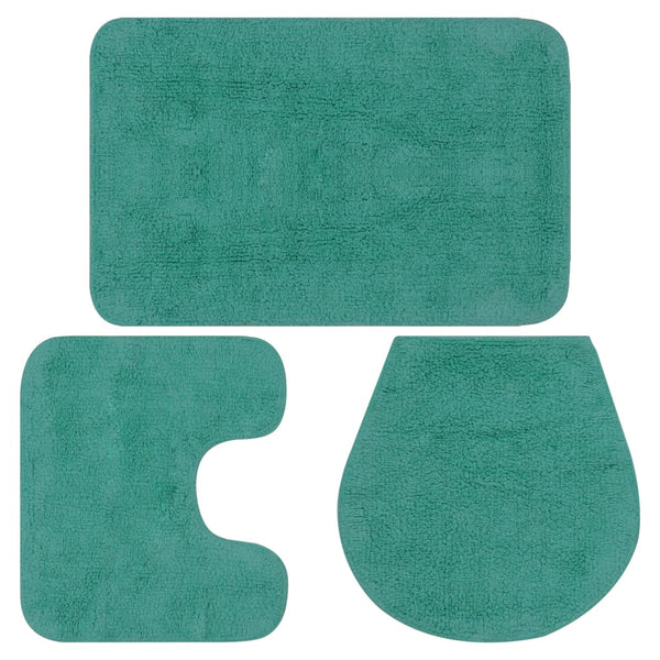 vidaXL 3-piece Bath Mat Set Fabric Turquoise