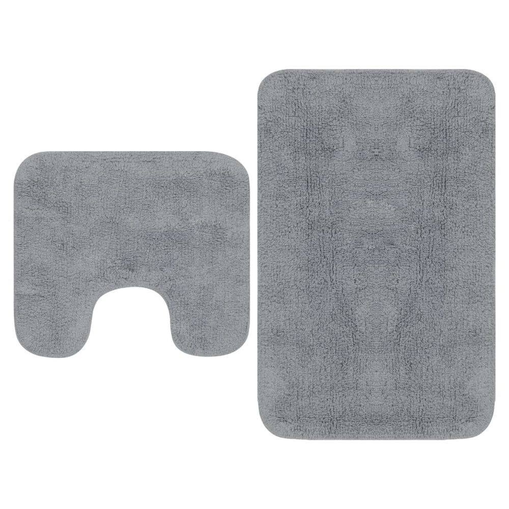 vidaXL 2-Piece Fabric Bath Mat Set Grey
