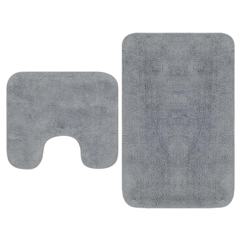 vidaXL 2-Piece Fabric Bath Mat Set Grey