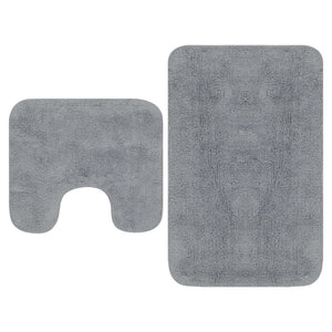 vidaXL 2-Piece Fabric Bath Mat Set Grey