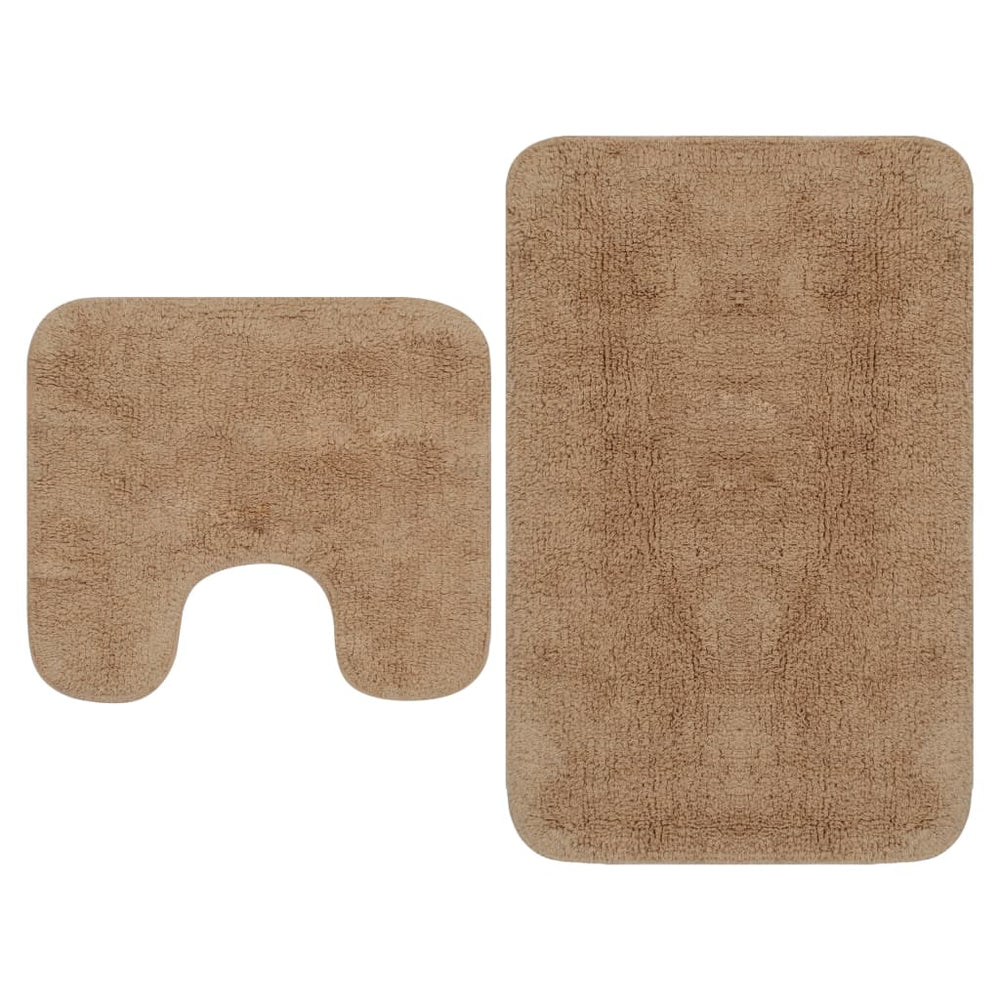 vidaXL Bath Mat Set 2-Piece Fabric Beige