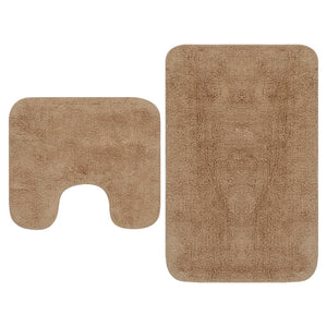 vidaXL Bath Mat Set 2-Piece Fabric Beige