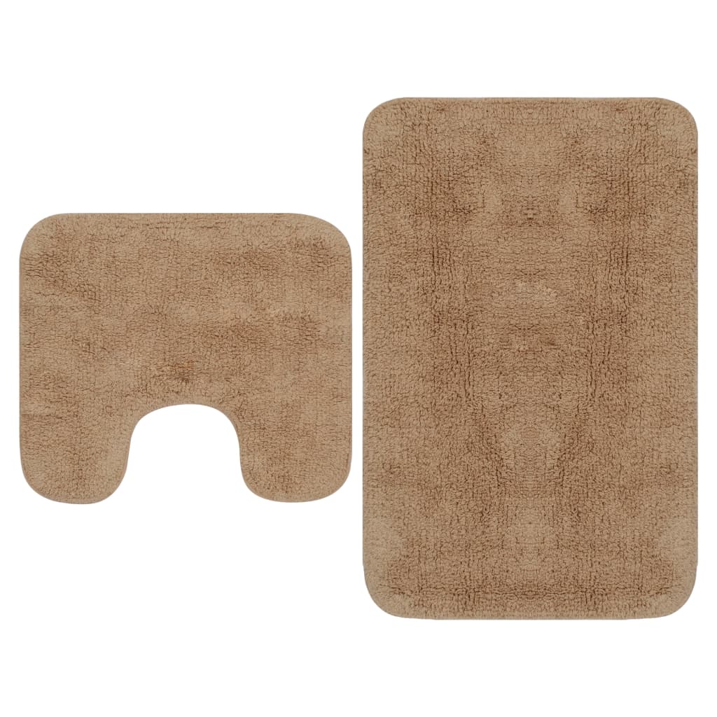 vidaXL Bath Mat Set 2-Piece Fabric Beige