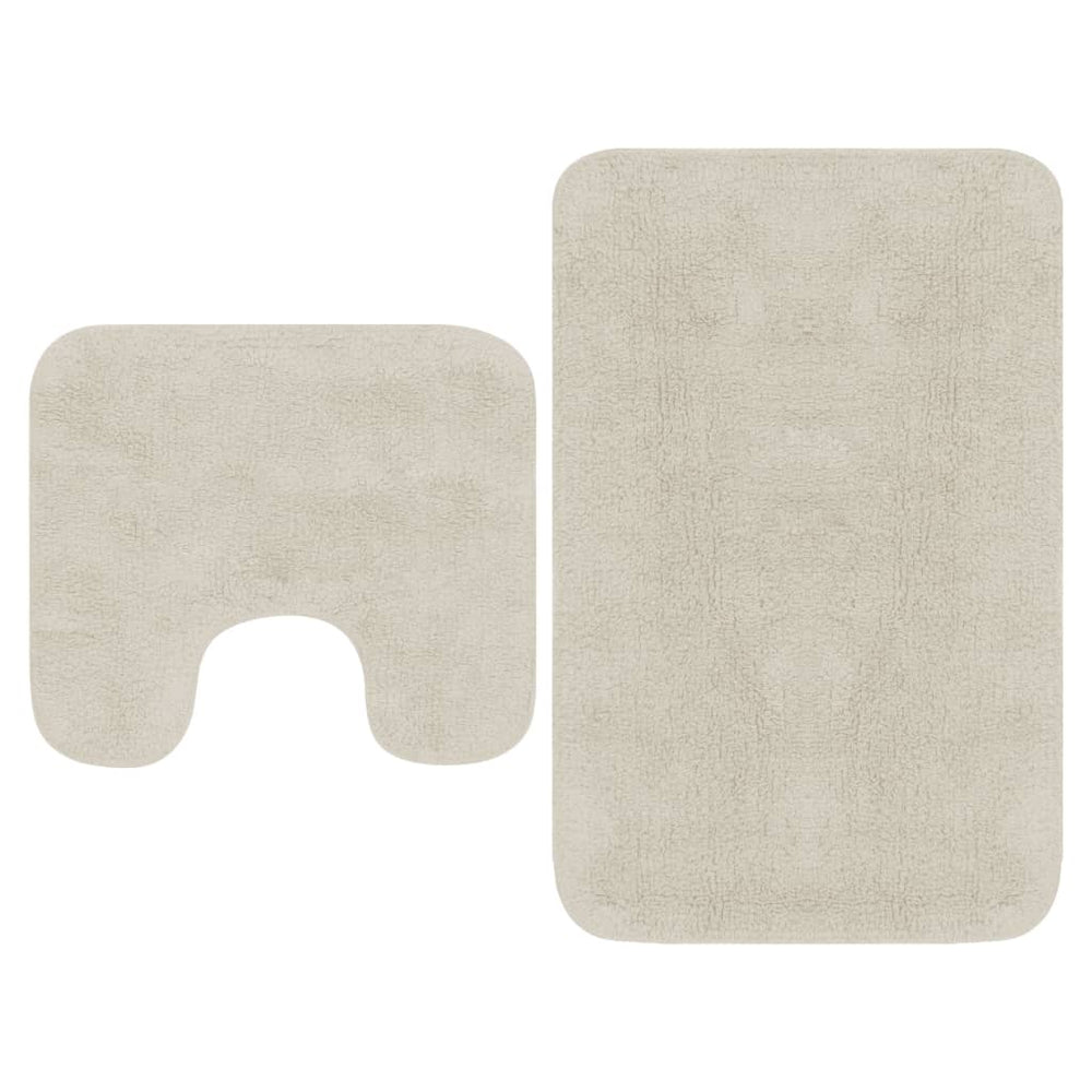 vidaXL 2-piece Bath Mat Set Fabric White