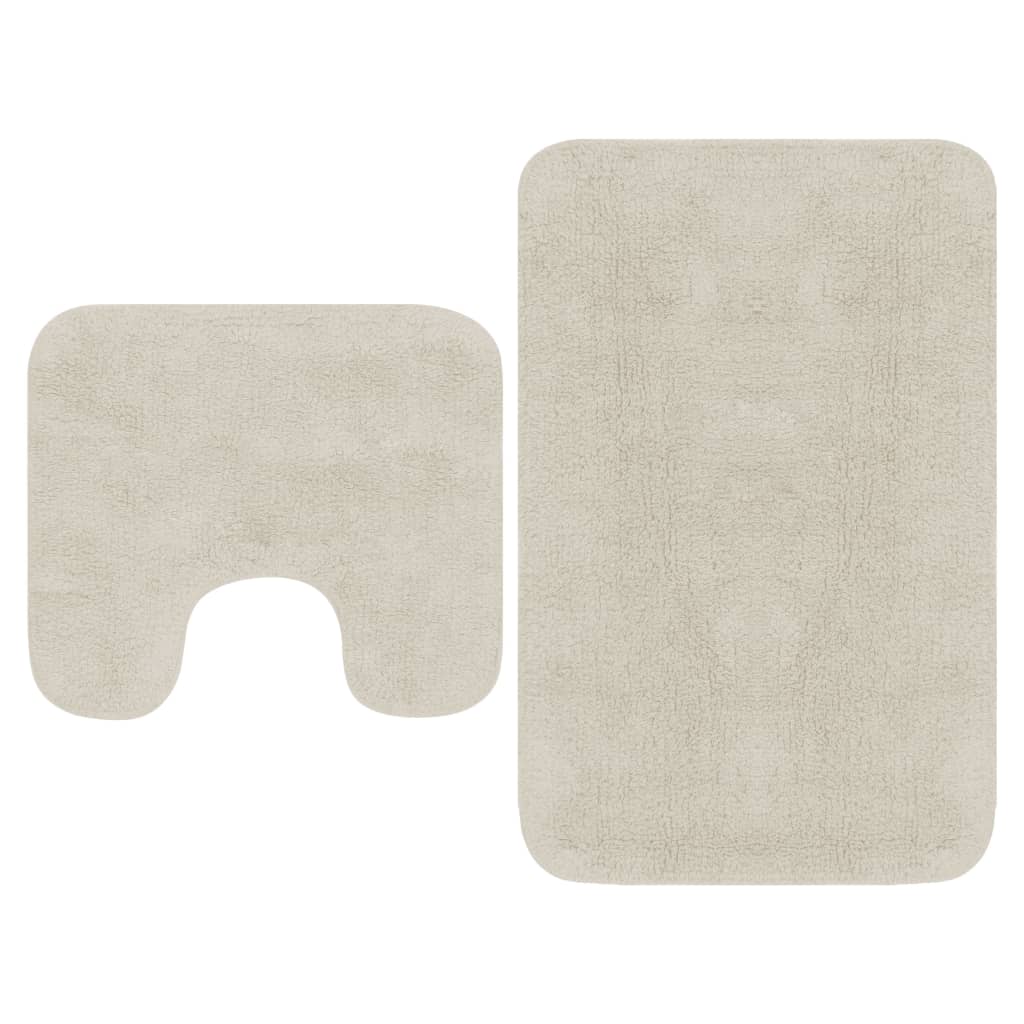 vidaXL 2-piece Bath Mat Set Fabric White