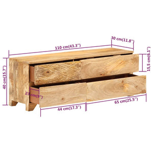 vidaXL TV Cabinet Solid Mango Wood 110x30x40 cm