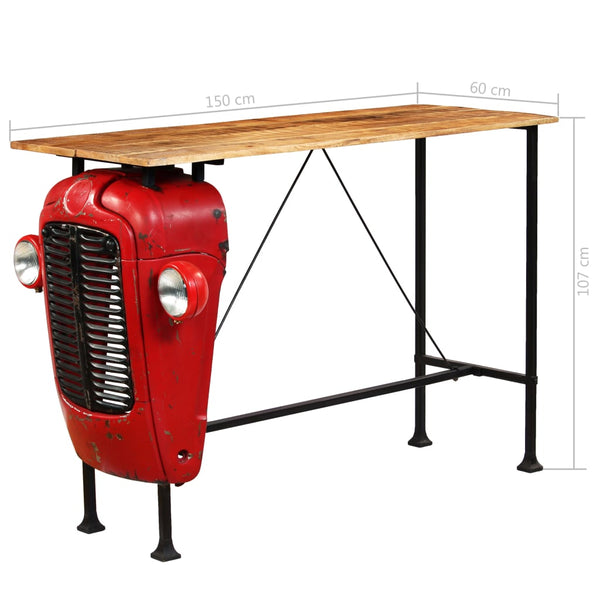 vidaXL Bar Table Tractor Solid Mango Wood Red 60x150x107 cm