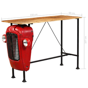 vidaXL Bar Table Tractor Solid Mango Wood Red 60x150x107 cm