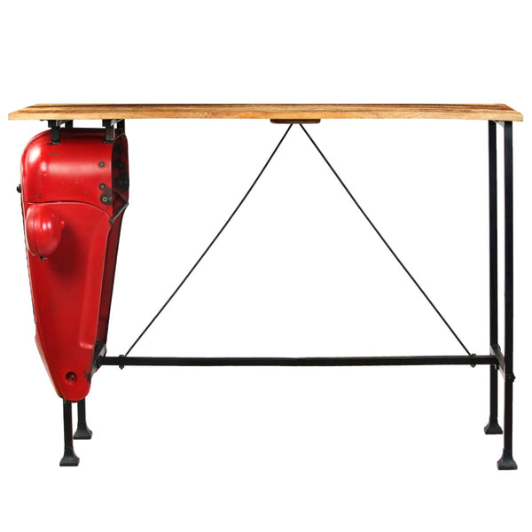 vidaXL Bar Table Tractor Solid Mango Wood Red 60x150x107 cm