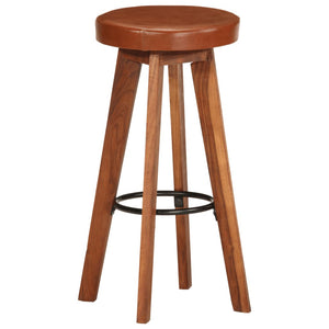 vidaXL Bar Stools 2 pcs. Genuine Leather and Solid Acacia Wood
