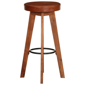 vidaXL Bar Stools 2 pcs. Genuine Leather and Solid Acacia Wood