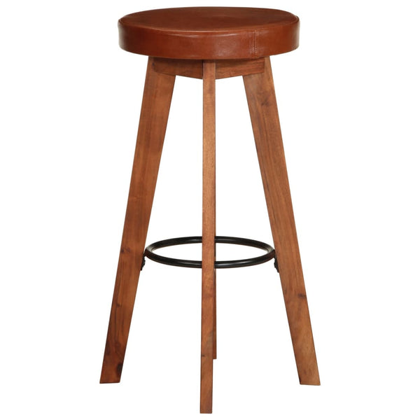 vidaXL Bar Stools 2 pcs. Genuine Leather and Solid Acacia Wood