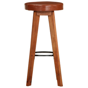 vidaXL Bar Stools 2 pcs. Genuine Leather and Solid Acacia Wood