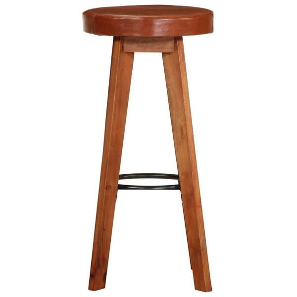 vidaXL Bar Stools 2 pcs. Genuine Leather and Solid Acacia Wood