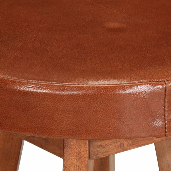 vidaXL Bar Stools 2 pcs. Genuine Leather and Solid Acacia Wood