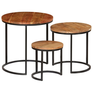 vidaXL 3-Piece Coffee Table Set Solid Acacia Wood
