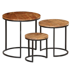 vidaXL 3-Piece Coffee Table Set Solid Acacia Wood