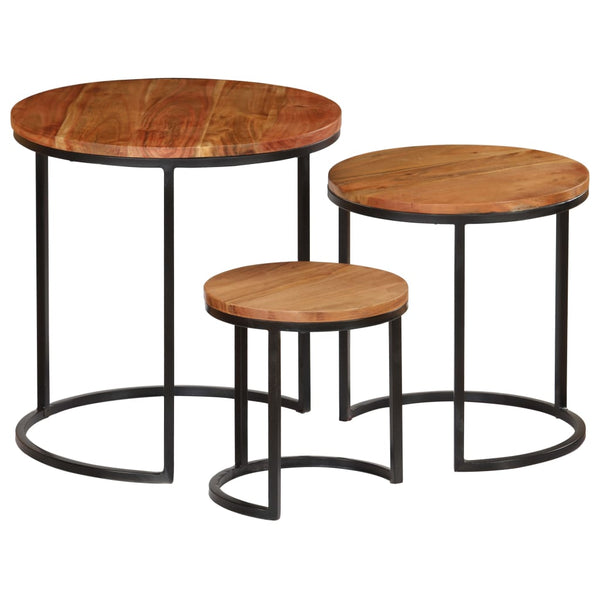 vidaXL 3-Piece Coffee Table Set Solid Acacia Wood