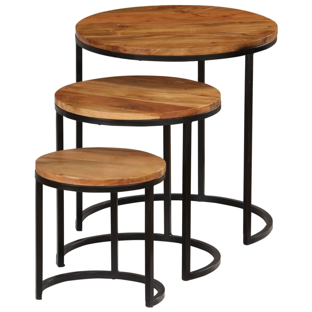 vidaXL 3-Piece Coffee Table Set Solid Acacia Wood