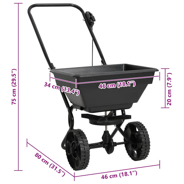 vidaXL Hand Spreader Salt Spreader PVC and Steel 80x46x75 cm 15 L