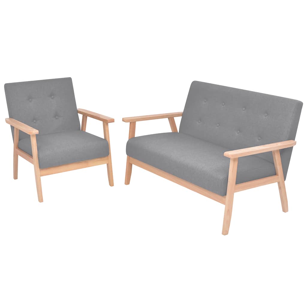 vidaXL 2-Piece Sofa Set Fabric Light Grey