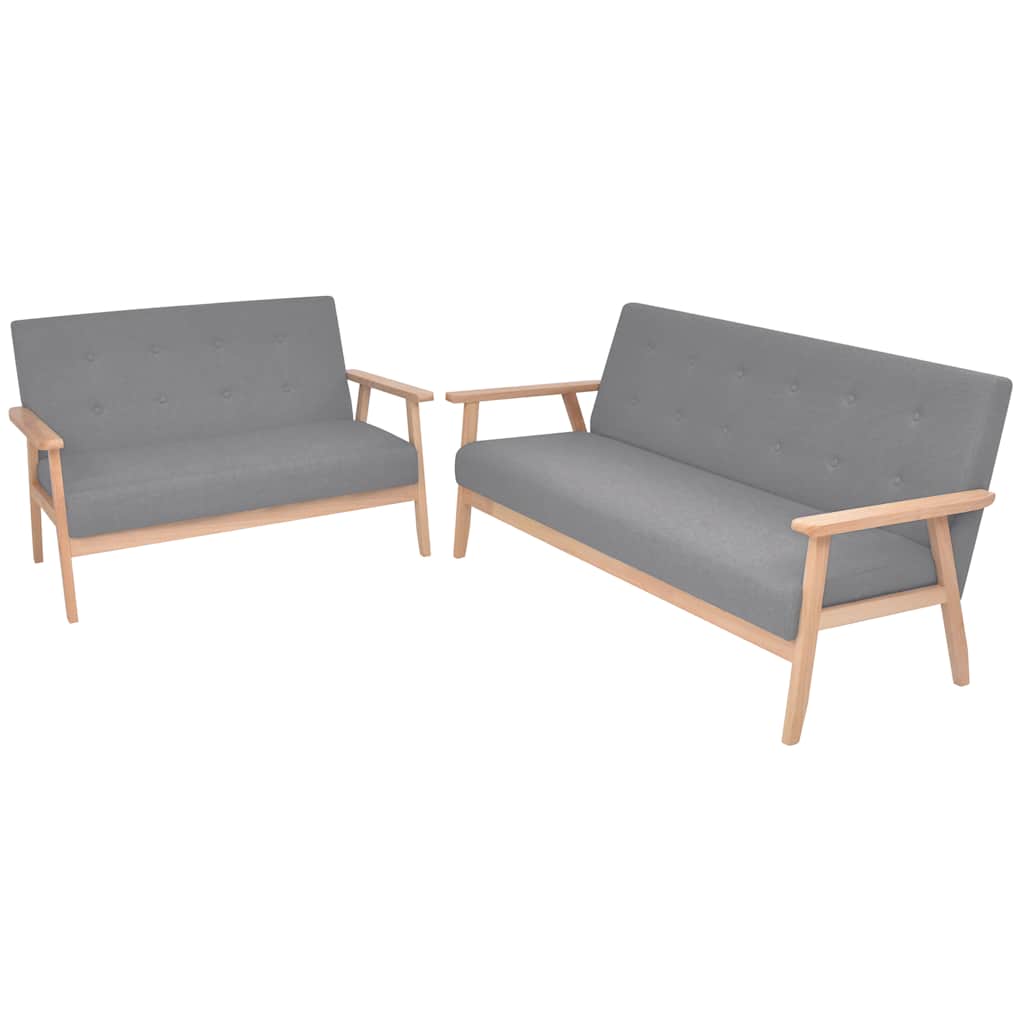 vidaXL 2-Piece Sofa Set Fabric Light Grey