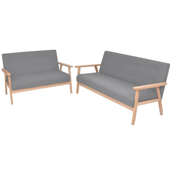 vidaXL 2-Piece Sofa Set Fabric Light Grey