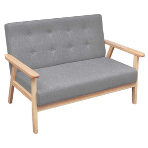 vidaXL 2-Piece Sofa Set Fabric Light Grey