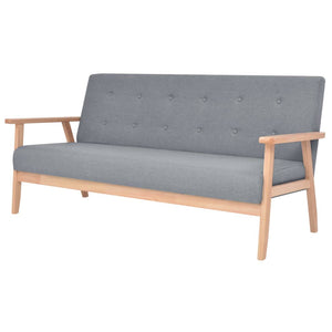 vidaXL Sofa Set 3-Piece Fabric Light Grey