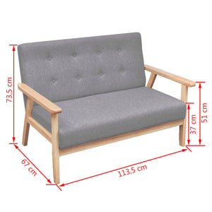 vidaXL Sofa Set 3-Piece Fabric Light Grey