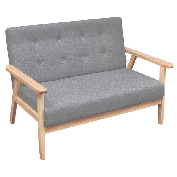 vidaXL Sofa Set 3-Piece Fabric Light Grey
