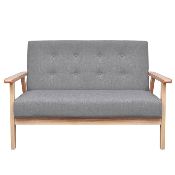 vidaXL Sofa Set 3-Piece Fabric Light Grey