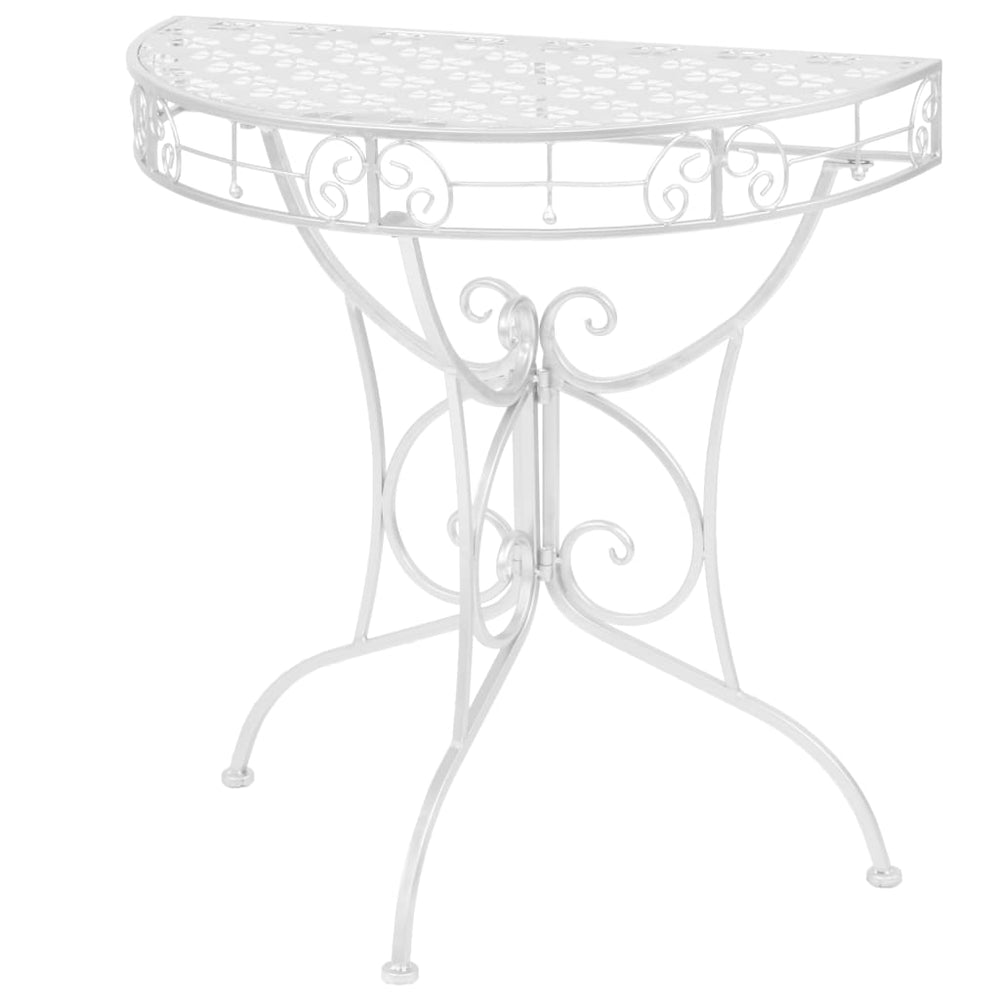 vidaXL Half-Round Side Table Vintage Style Metal 72x36x74 cm Silver